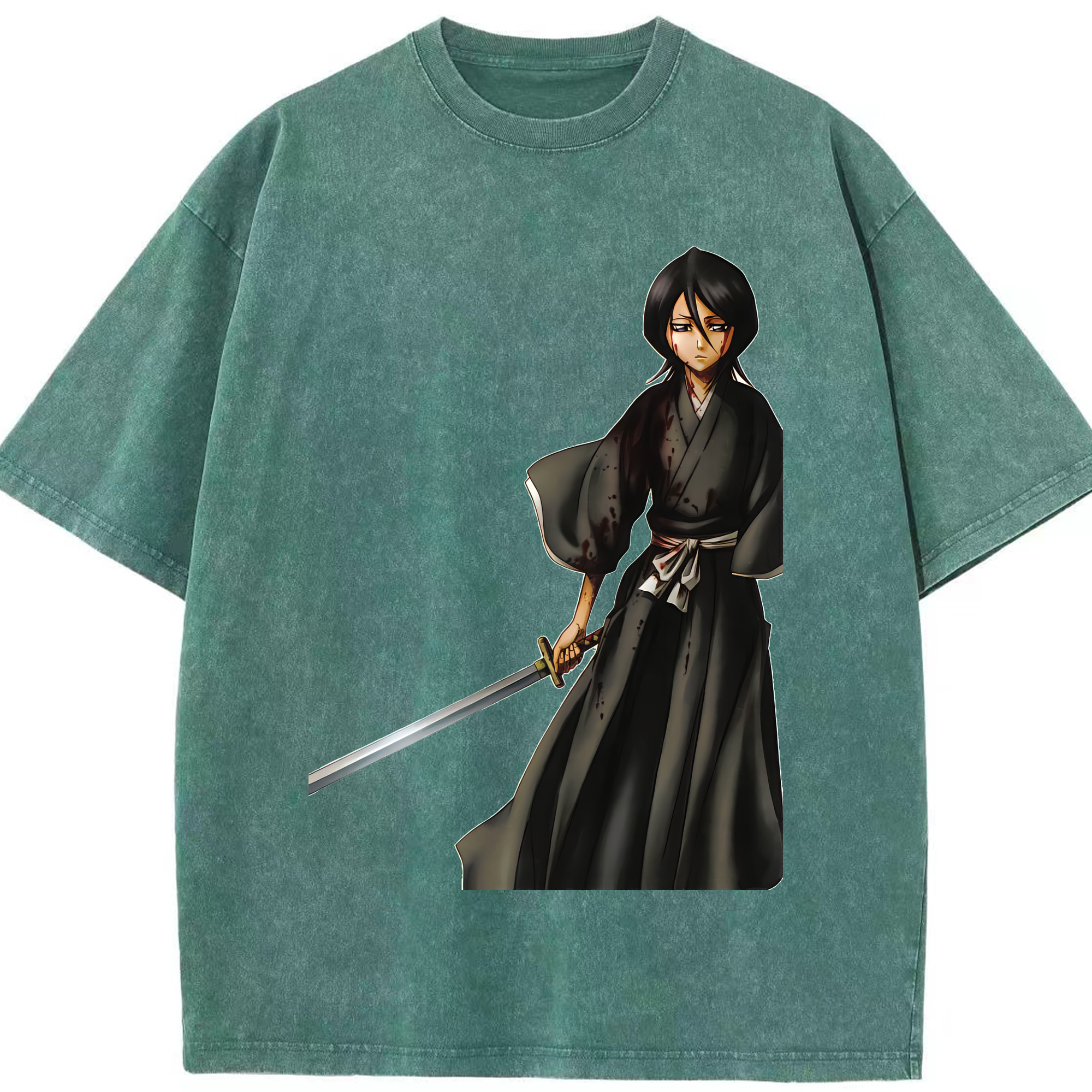（画像用） ブリーチ 朽木ルキア BLEACH Kuchiki Rukia 綿100% ヴィンテージ風 半袖Tシャツ（フロントプリント）